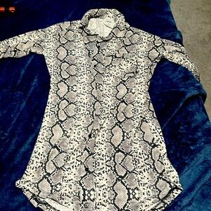 Snake print super soft button up shirt dress